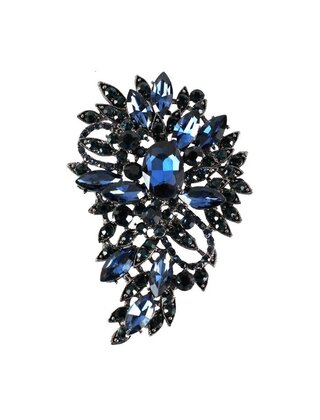 Enriched Jewel Brooch - Navy