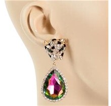 Approach With Caution Earrings - Gold Green Iridescent