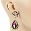 Approach With Caution Earrings - Gold Green Iridescent
