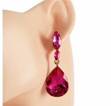 Plus One Crystal Earrings - Fuchsia