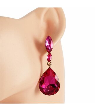 Plus One Crystal Earrings - Fuchsia