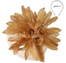 Feather Bloom Fascinator - Caramel