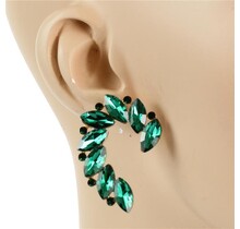 Follow Me Crystal Earrings -  Emerald