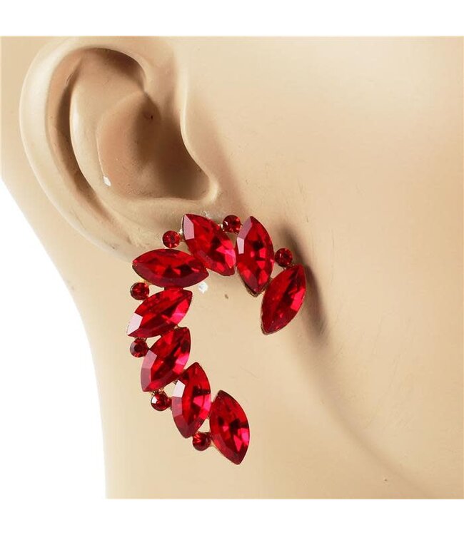 Follow Me Crystal Earrings - Red