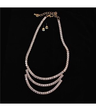 Triple The Fun CZ Necklace Set - Gold