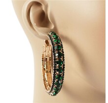 Rock It Rhinestone Hoops - Emerald