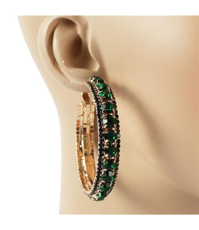Rock It Rhinestone Hoops - Emerald