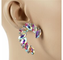 Follow Me Crystal Earrings - Silver Iridescent