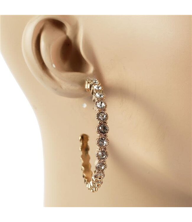 Groovy Glitz Rhinestone Hoops - Gold