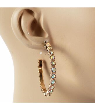 Groovy Glitz Rhinestone Hoops - Gold Iridescent