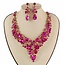 Crystal Cascade Necklace Set - Fuchsia