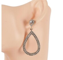 Just Right Rhinestone Earrings - Gold