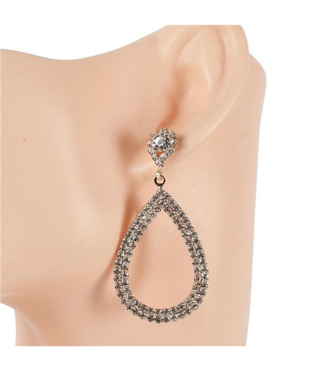 Just Right Rhinestone Earrings - Gold