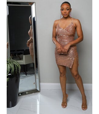 Material Girl Sequin Dress - Rose Gold