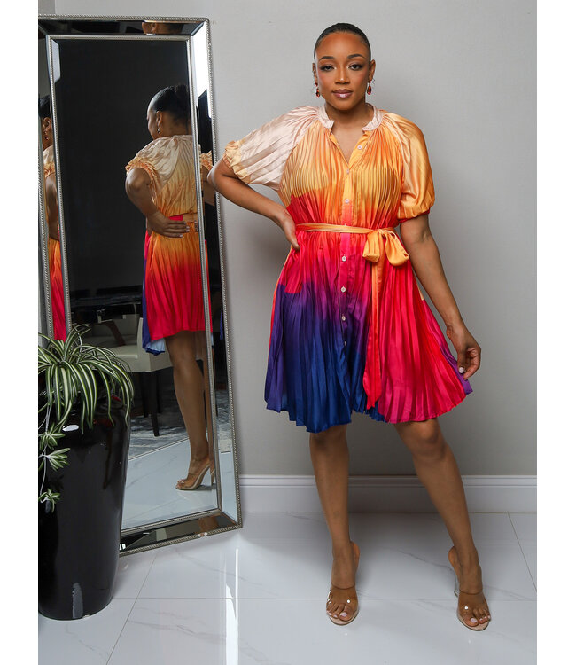 Sunset Memories Buttoned Dress