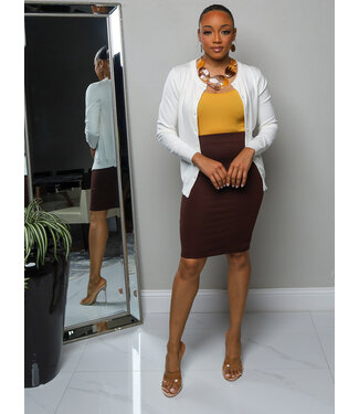 No Fuss Pencil Skirt - Chocolate