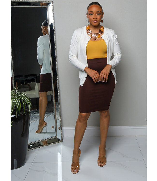 No Fuss Pencil Skirt - Chocolate