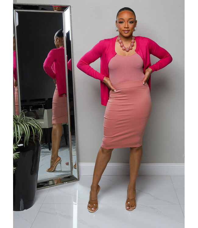 No Fuss Pencil Skirt - LIGHT MAUVE