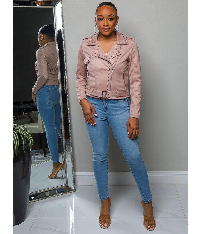 Play It Suede Jeweled Jacket - Mauve