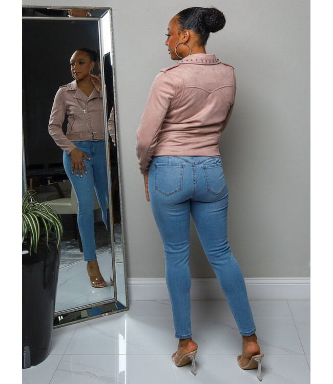 Play It Suede Jeweled Jacket - Mauve