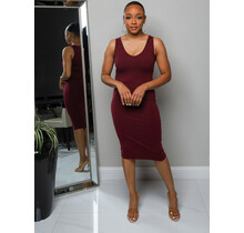 Basic Needs Tank Dress - DARK BURGUNDY