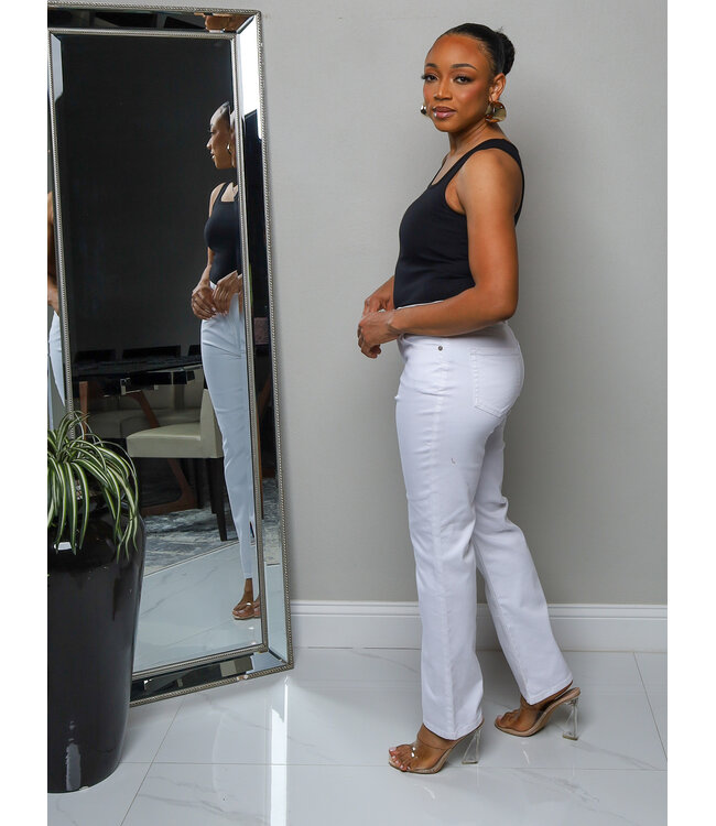 On The Run Straight Jeans - White