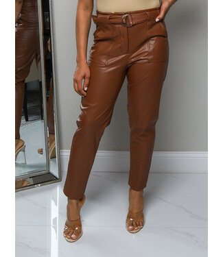 Out For A Ride Faux Leather Pants - Brown
