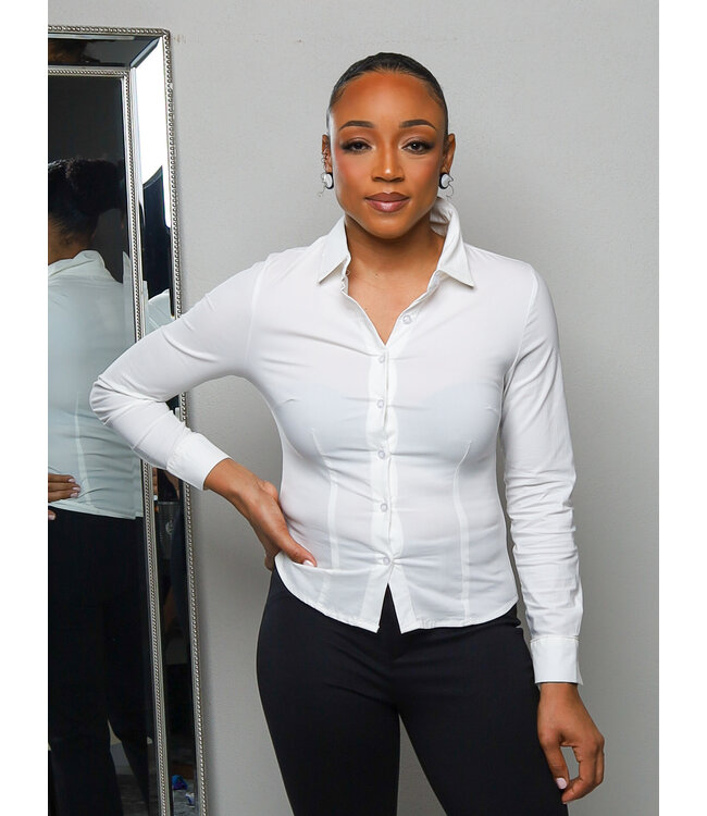 Basic Needs Buttoned Top - White