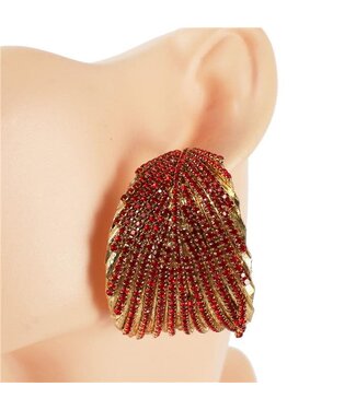 Leave Them Gazing Rhinestone Hoops - Red