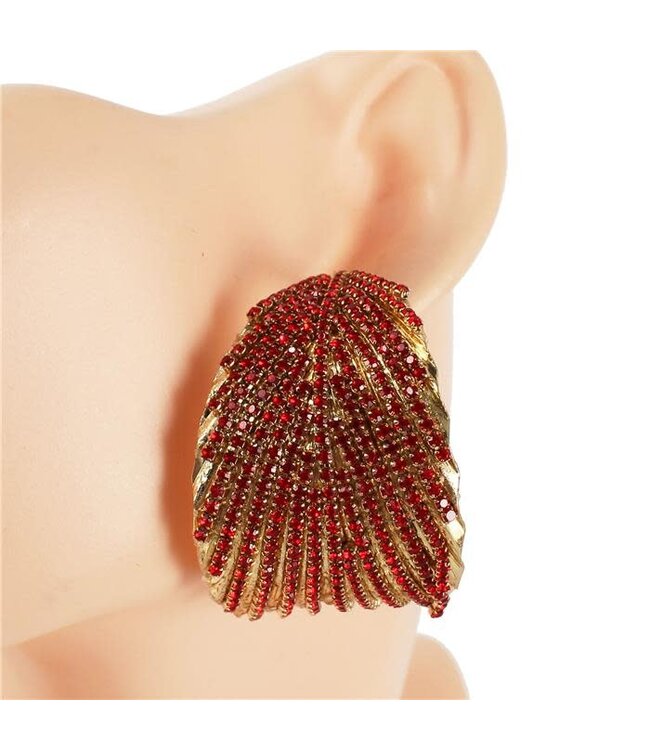 Leave Them Gazing Rhinestone Hoops - Red