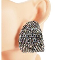 Leave Them Gazing Rhinestone Hoops - Silver Iridescent