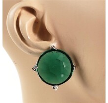 Rare To See Oversized Stud Earrings - Green