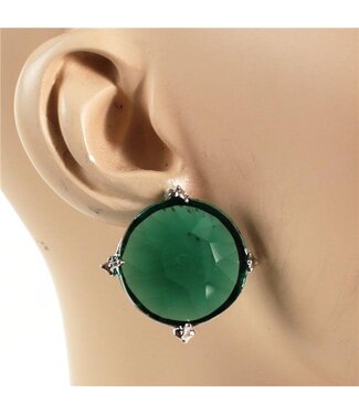 Rare To See Oversized Stud Earrings - Green