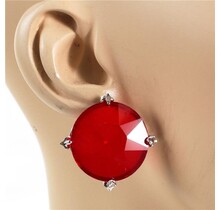 Rare To See Oversized Stud Earrings - Red