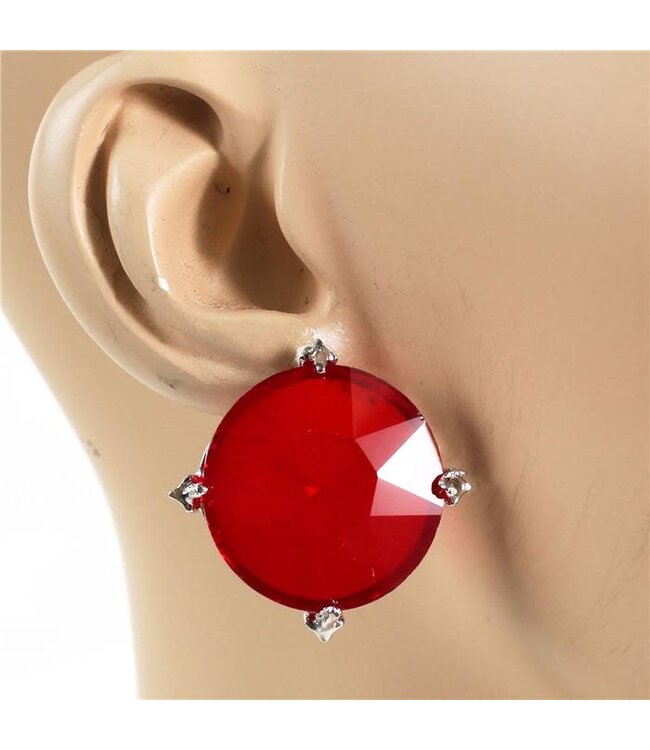 Rare To See Oversized Stud Earrings - Red