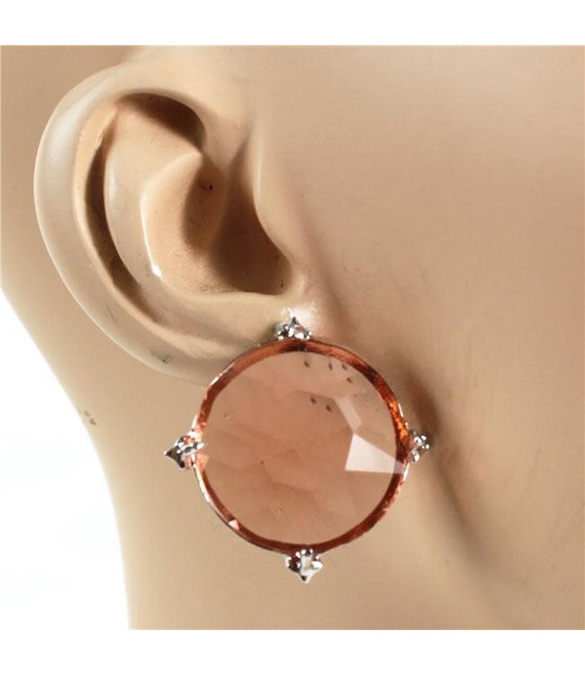 Rare To See Oversized Stud Earrings - Peach