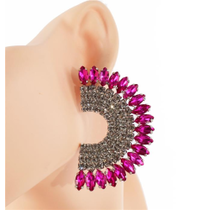 Show Stopper Oversized Earrings - Fuchsia