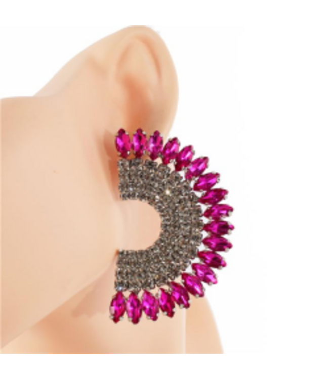 Show Stopper Oversized Earrings - Fuchsia