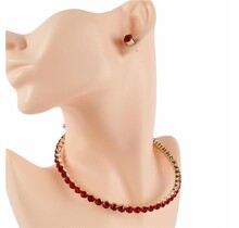Take It Around Choker Necklace Set - Red