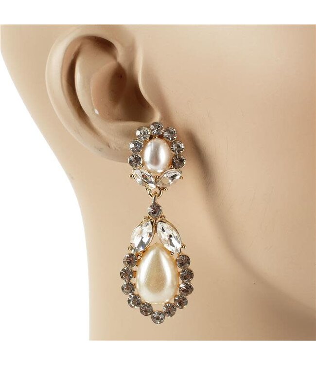 Stone Love Pearl Earrings - Gold