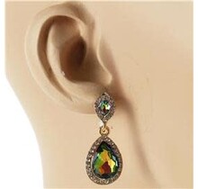 Keep It Simple Jewel Earrings - Green Iridescent