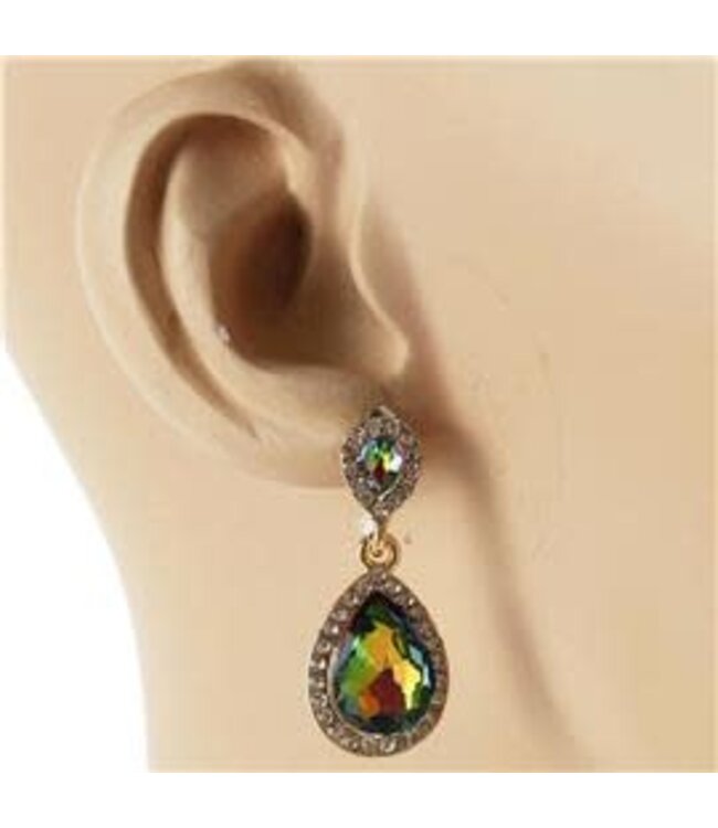 Keep It Simple Jewel Earrings - Green Iridescent
