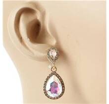 Keep It Simple Jewel Earrings - Gold Iridescent