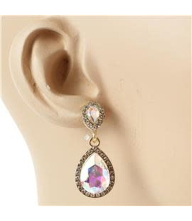 Keep It Simple Jewel Earrings - Gold Iridescent
