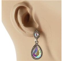 Keep It Simple Jewel Earrings - Silver Iridescent
