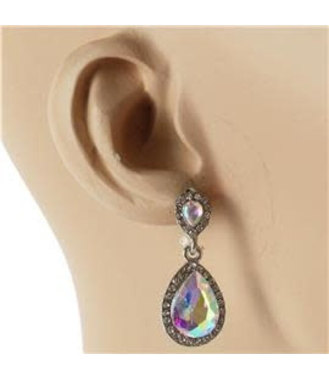 Keep It Simple Jewel Earrings - Silver Iridescent