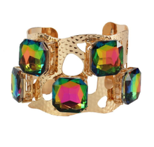 In A Daze Cuff Bracelet - Green Iridescent