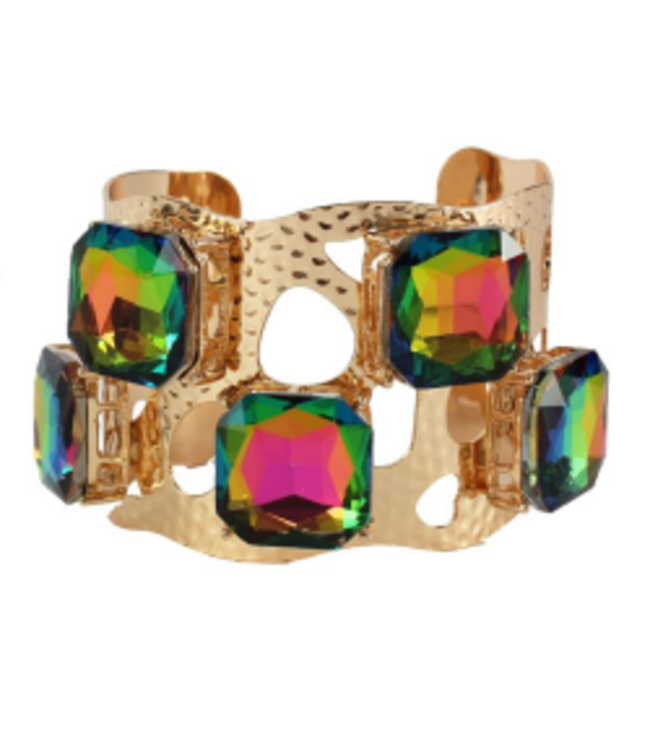 In A Daze Cuff Bracelet - Green Iridescent
