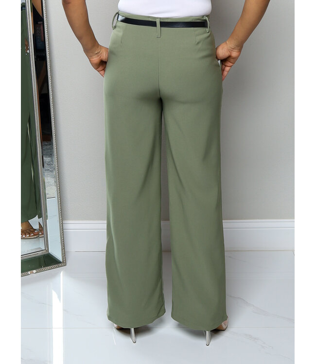 Just For The Moment Belted Pants - Olive