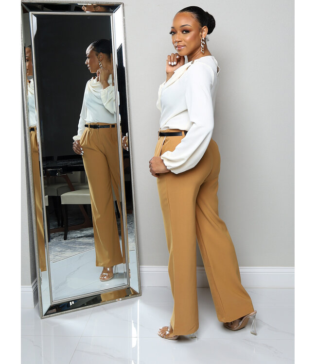 Just For The Moment Belted Pants -  Camel